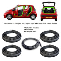 Citroen C1 Weatherstrip Rubber Seal Set Fits MK1 2005-2014 5-door OEM 9025S5 8707C7