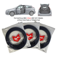 Ford Focus MK2 Weatherstrip Rubber Seal Set Fits 3-Door Models OEM 1534919 1757174