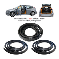 Ford Focus MK2 Weatherstrip Rubber Seal Set Fits 3-Door Models OEM 1534919 1757174