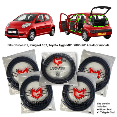 Peugeot 107 Weatherstrip Rubber Seal Set Fits MK1 5-door OEM 9025A8 8707C7