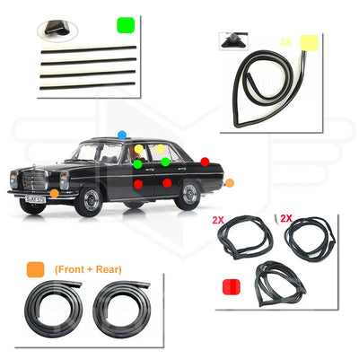 Mercedes-Benz W114 W115 Restoration Weatherstrip Sealing Kit 1968-1976 (15 Pieces) OEM: A0009852930