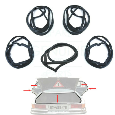 Mercedes-Benz W116 Weatherstrip Rubber Seal Set (Boot & Doors) (1972-1980) (5 Pieces)